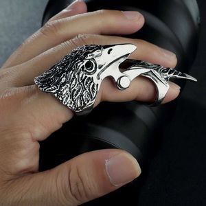 🦅 Awesome Eagle Hawk Bird Full Finger Jointed Cuff Ring 🦅